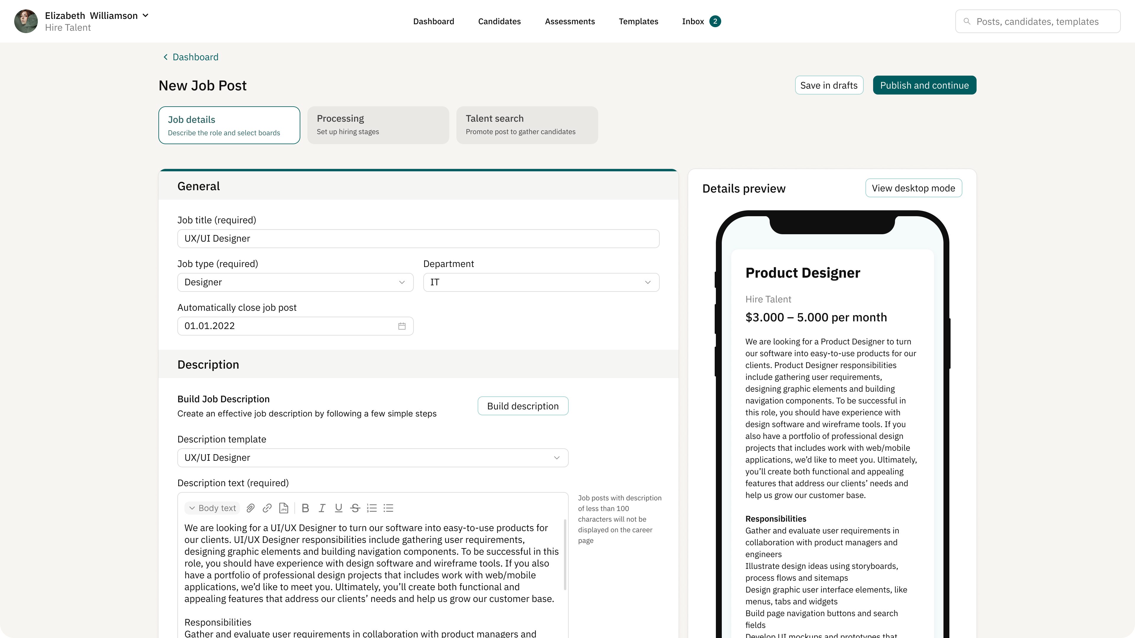 Hire Talent interface cover